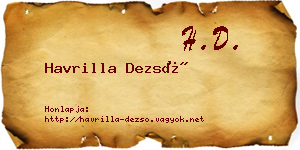 Havrilla Dezső névjegykártya